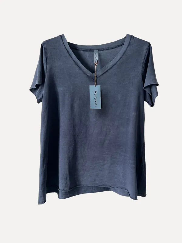 Washed Navy - Classic V T-skjorte