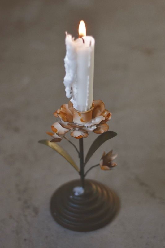 Krem- Lysestake Rose 17 cm