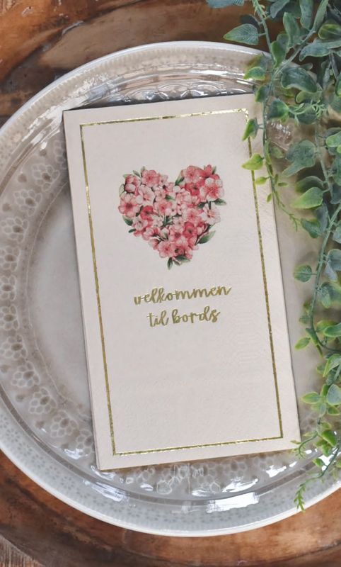 Blomsterhjerte  - Buffet Serviett