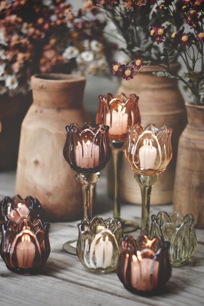 Hovedbilde Grønn - Stor Blomst lysglass