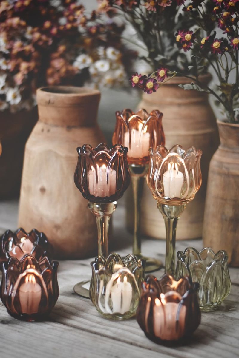 Grønn - Stor Blomst lysglass