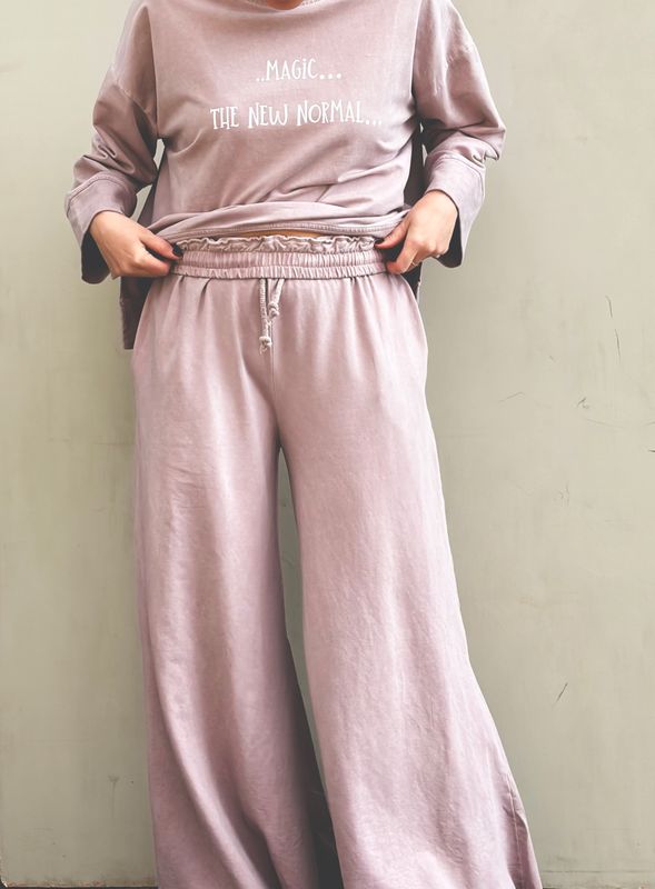 Washed Powder Pink - Fringed Bukse