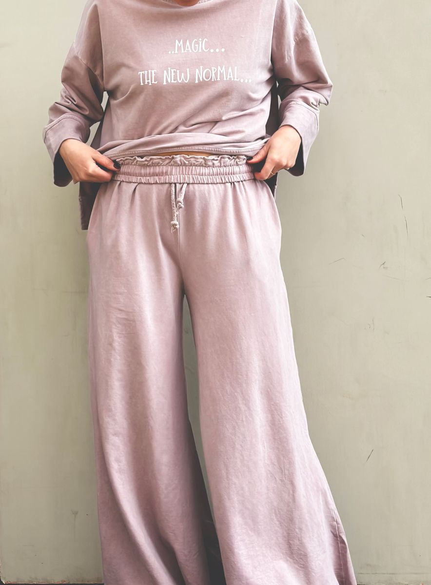 Washed Powder Pink - Fringed Bukse