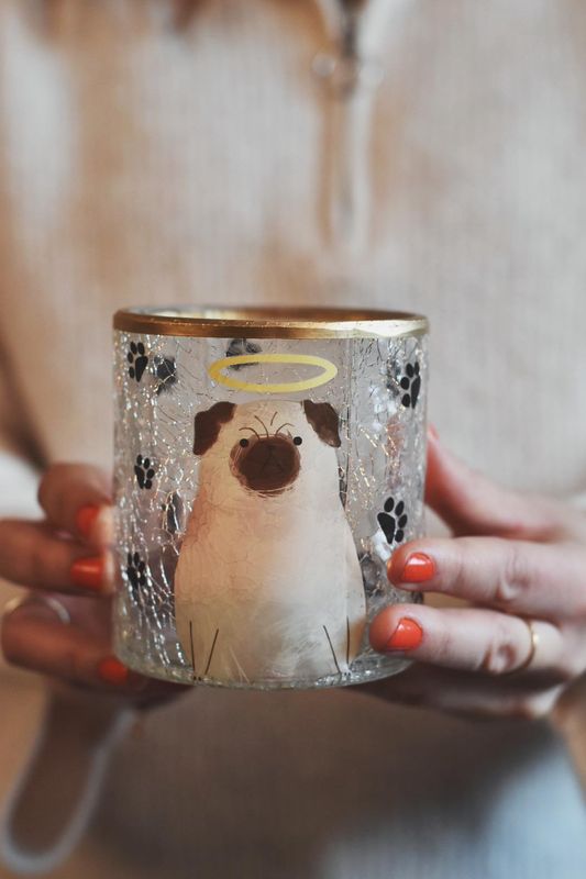 Hund - Krakelert lysglass 