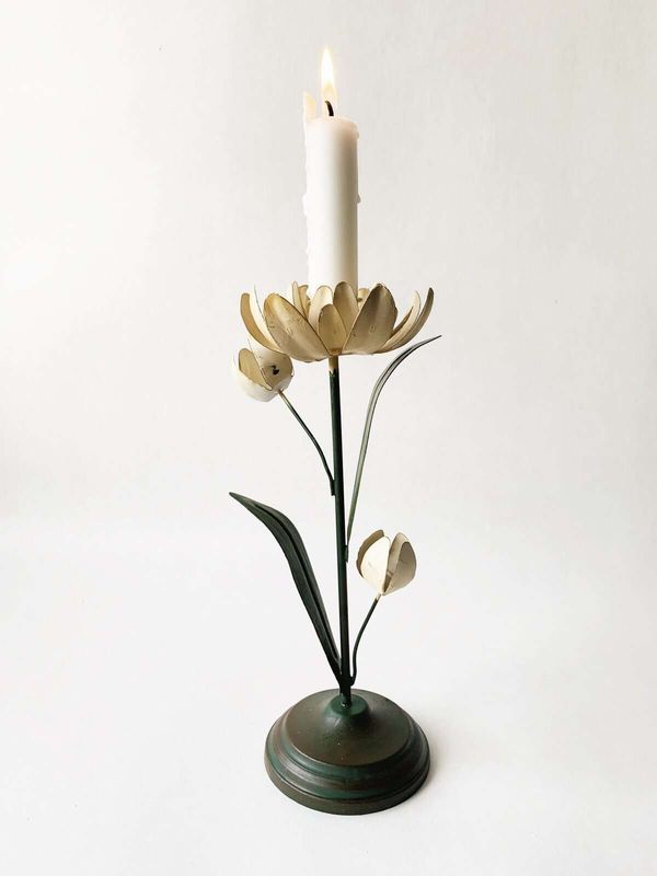Krem - Lysestake Tulipan 26 cm