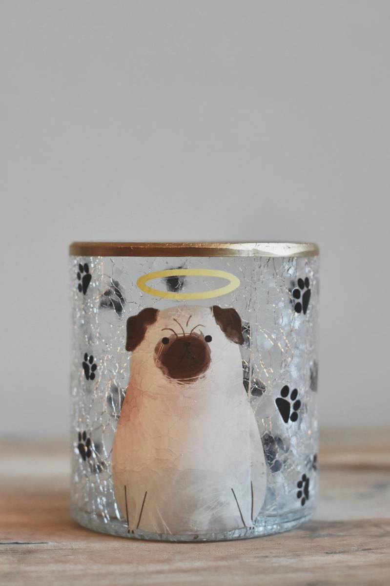 Hund - Krakelert lysglass 