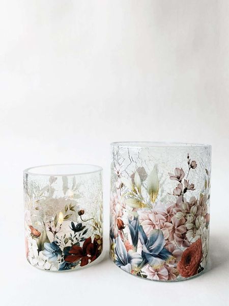 Hovedbilde Rød/Blå Blomster - Krakelert ...