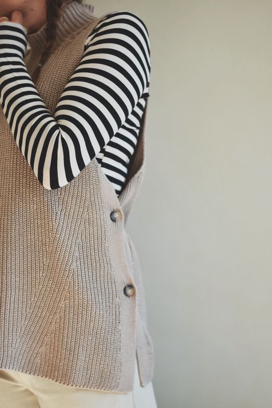 Sort/beige - Stinna Langermet Basic