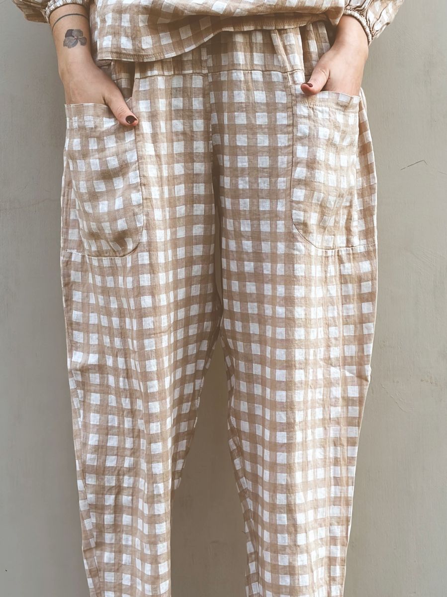 Beige/Hvit - Eisa Linbukse