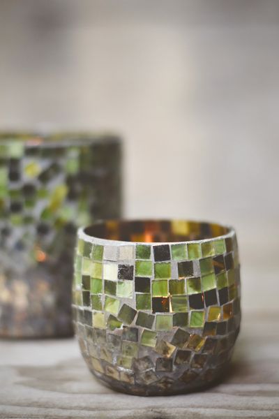 Hovedbilde Grønn - Mosaikk Lite Lysglass