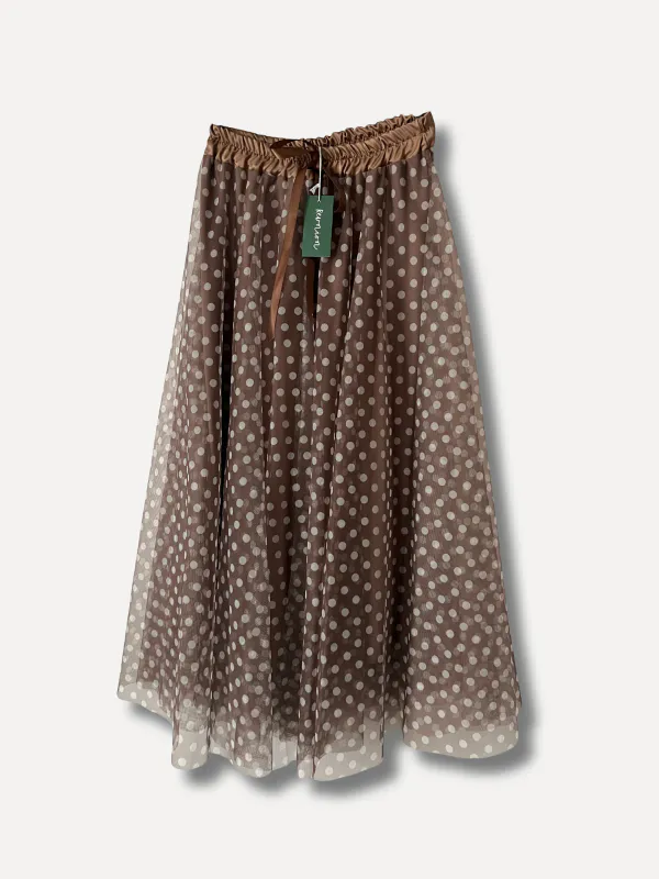 Taupe - Dotty Tyllskjørt