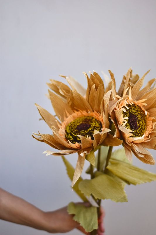 Gul - Solsikke Papirblomst 72 cm 