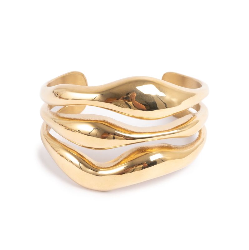 Gull - Bredt Cuff Armbånd