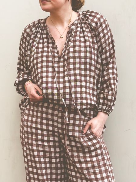 Hovedbilde Brun/Hvit - Caja linbluse