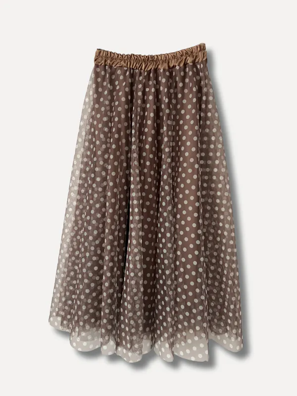 Taupe - Dotty Tyllskjørt