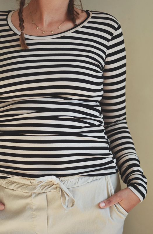 Sort/beige - Stinna Langermet Basic