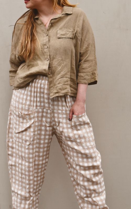 Beige/Hvit - Eisa Linbukse