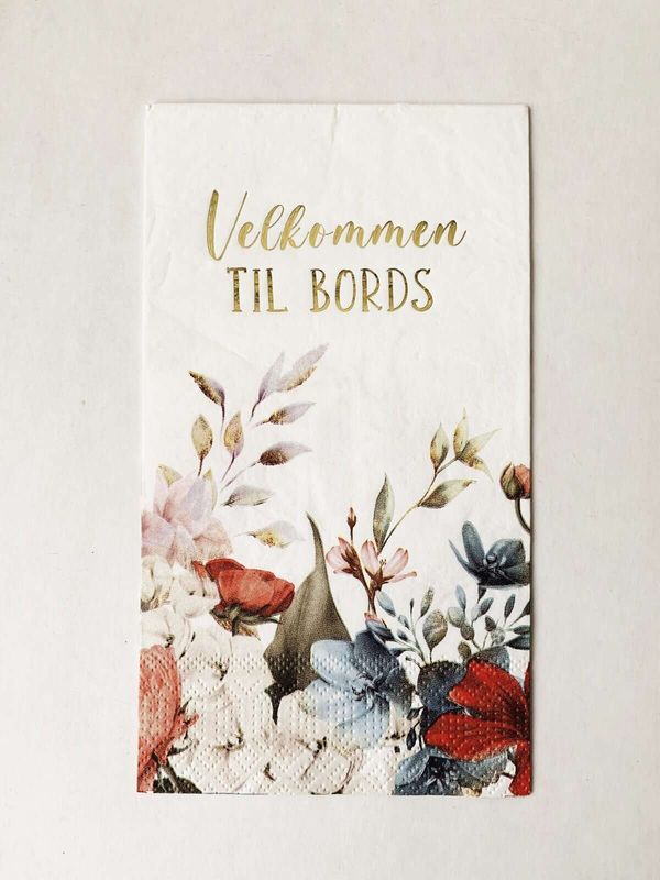 Rød/Blå blomster  - Buffet Serviett