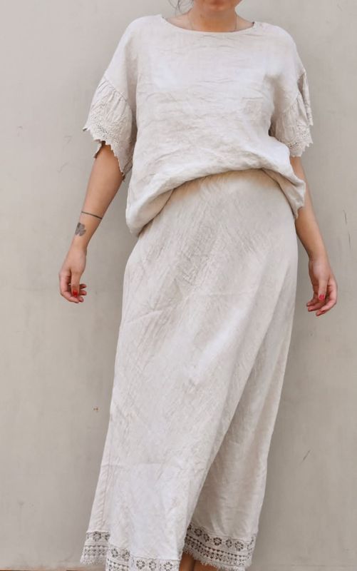 Beige - Paola Skjørt m/blondekant