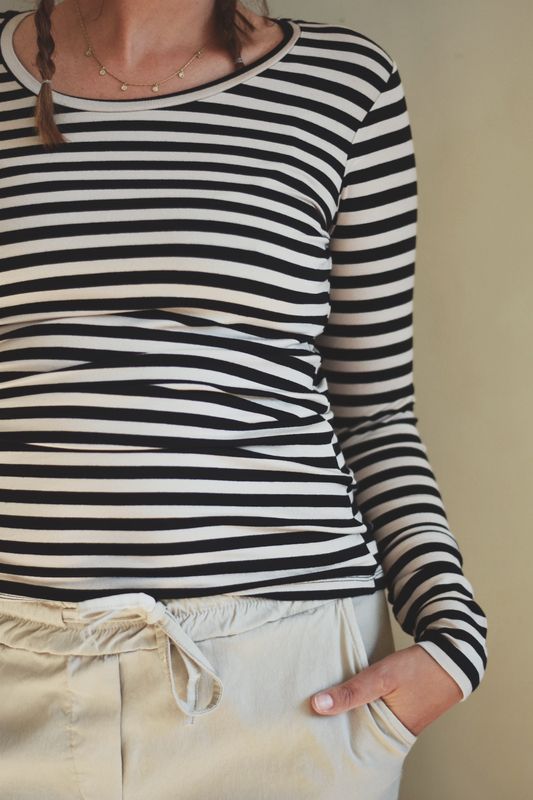 Sort/beige - Stinna Langermet Basic