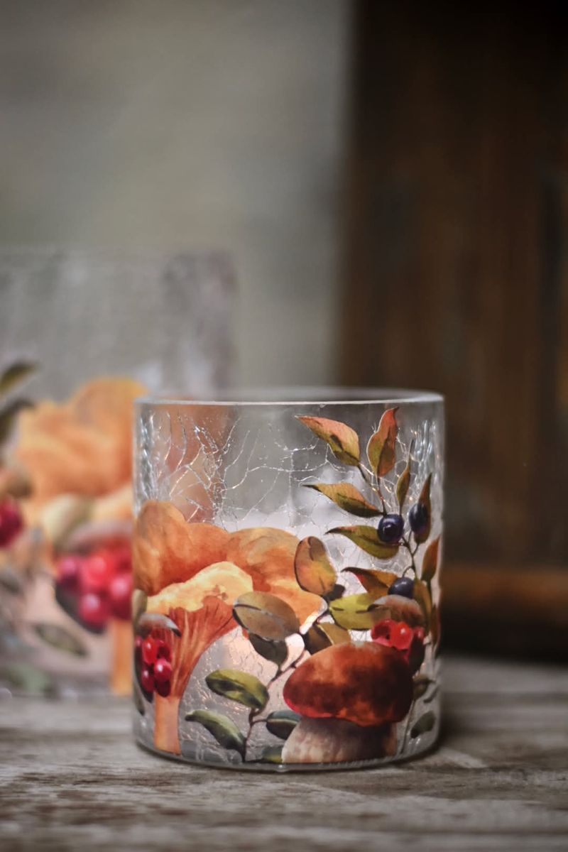 Sopp - Krakelert Lite Lysglass